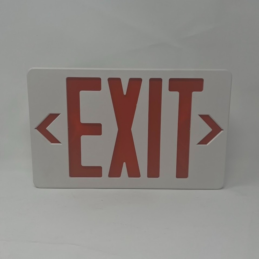 Illuminated EXIT Sign Red Letters Double Arrow Wall Mount Tested Working